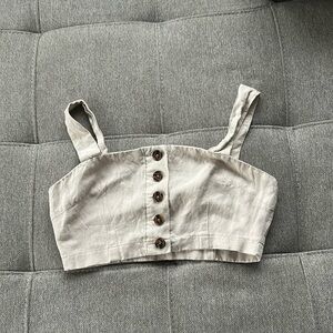 Forever 21 Cream Sleeveless Bustier Crop Top